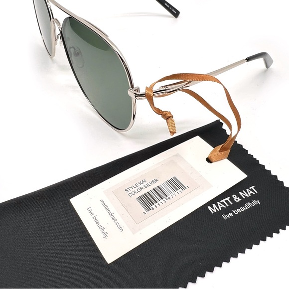 Matt & Nat Sunglasses Kai Silver Aviators Unisex - Picture 7 of 14